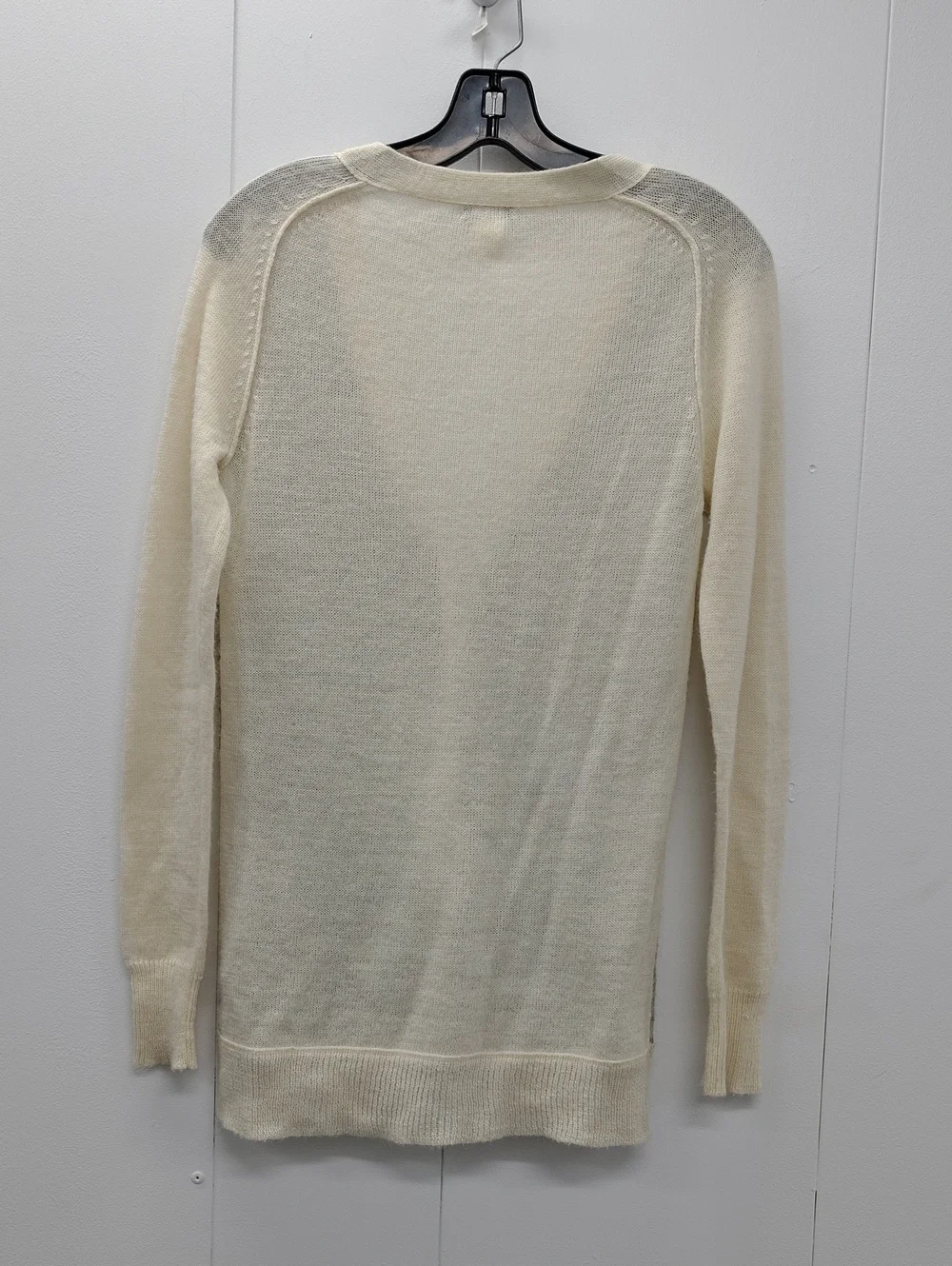 J. Crew Alpaca & Wool Two-Tone Cream & Gray V-Neck Button Front Cardigan Size S
